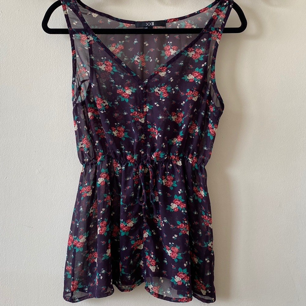 F21 Sheer Flowery Top